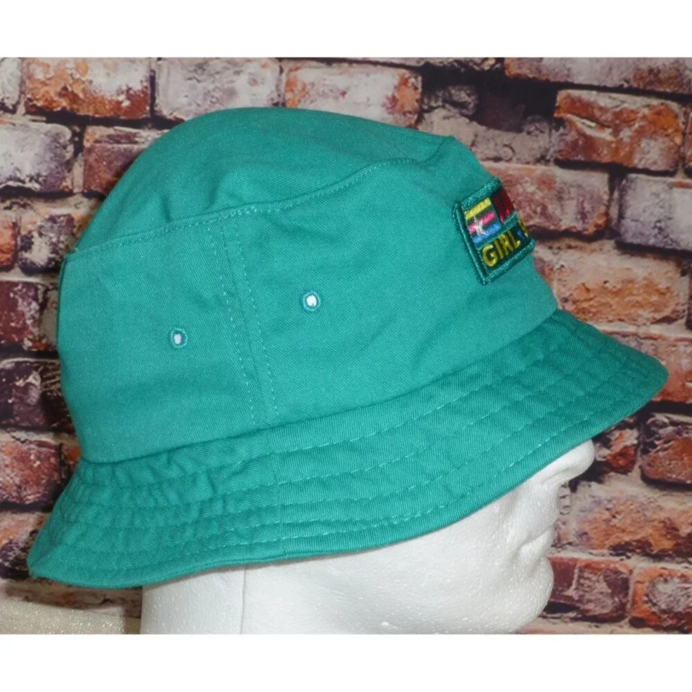 Junior Girl Scouts Green Bucket Hat Medium Embroidered Logo Official Apparel